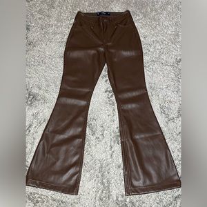 Faux leather high rise flare pants!